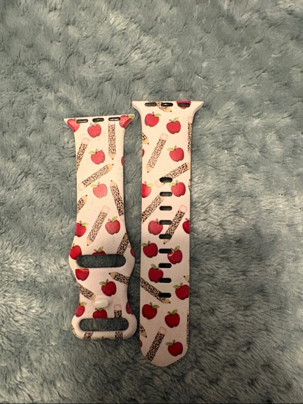 Apple Watch Band - White with Red Apple Print